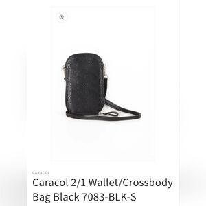 Caracol Black Textured Crocodile Crossbody Bag